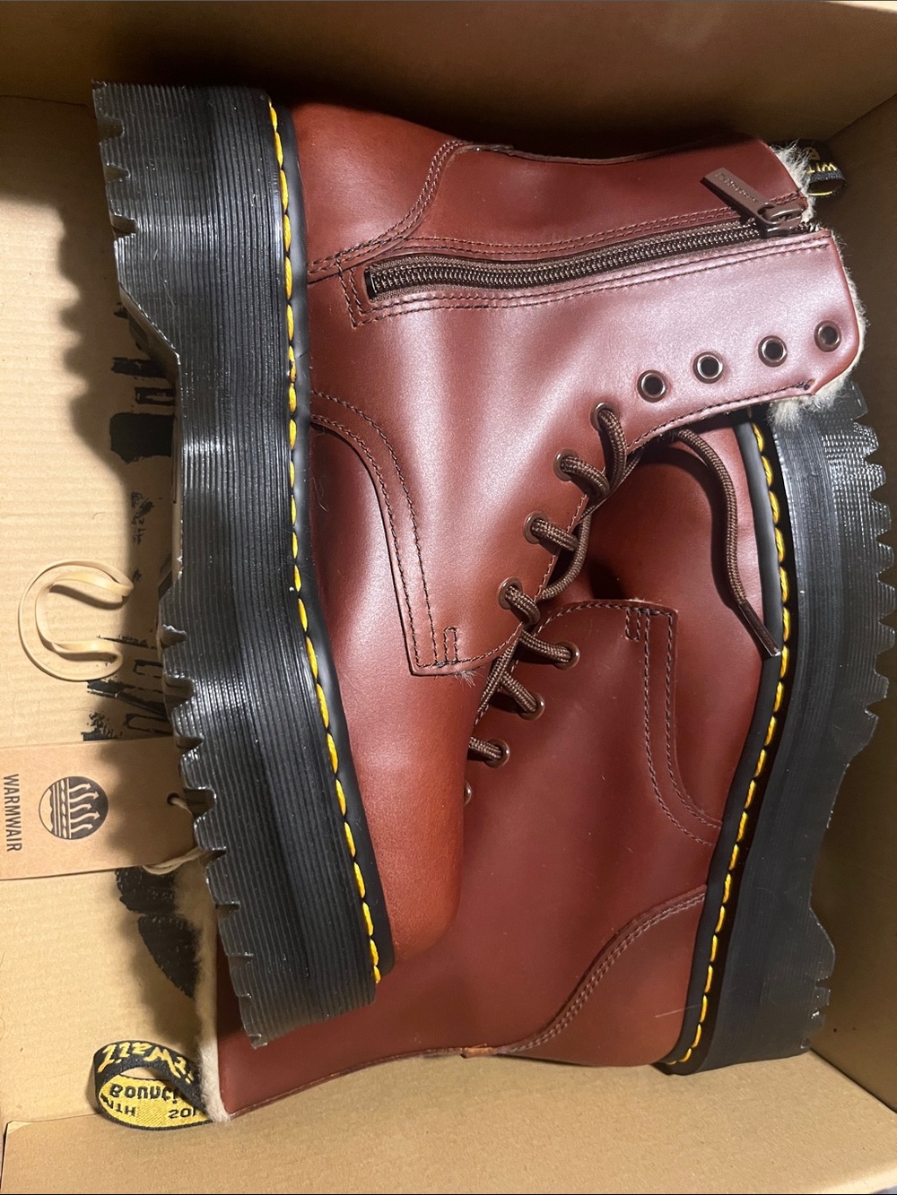 Dr. Martens Womens Oxblood Leather Zip & Lace Combat Boots